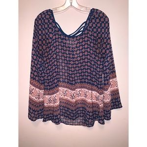 Navy Blue w/ Prints Blouse